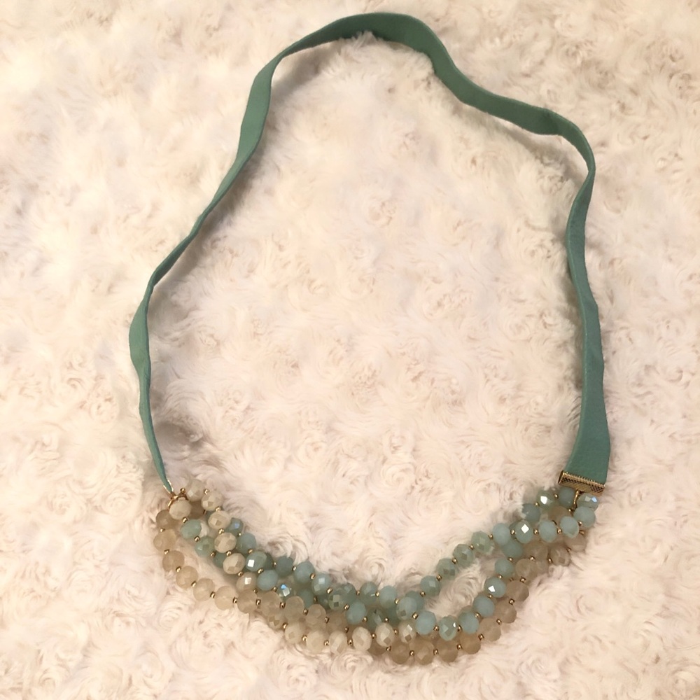 Adorable Leather and Crystal beaded necklace!